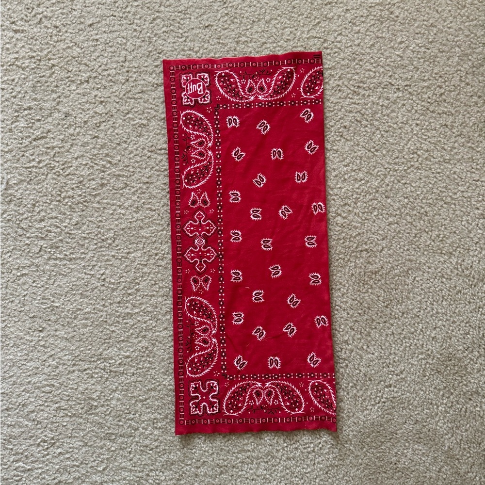 Red Buff with Paisley Design